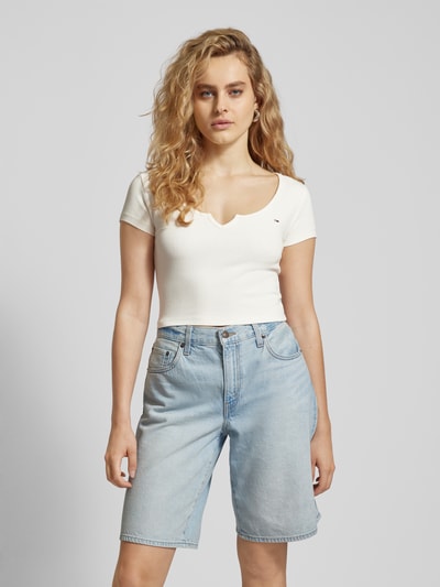Tommy Jeans Crop Top mit Logo-Stitching Offwhite 4