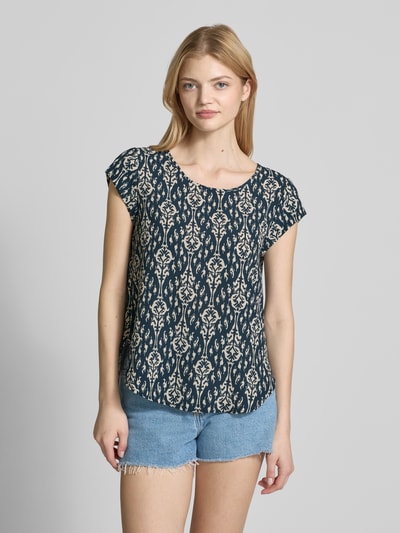 Only Relaxed fit blousetop van crêpe-kwaliteit, model 'VIC' Marineblauw - 4