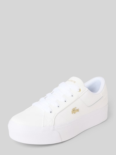Produktfoto, Low Top Sneaker aus Leder-Mix Modell 'ZIANE PLATFORM 124' von Lacoste, efekt: jednolity kolor, zaokrąglony nosek, platforma, aplikacja z logo z metalu, wytłoczone logo, wiązanie, wyprofilowana podeszwa, mieszanka skóry
