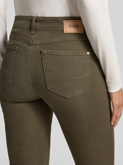 Angels Slim fit jeans in 5-pocketmodel, model 'CICI' Olijfgroen - 3