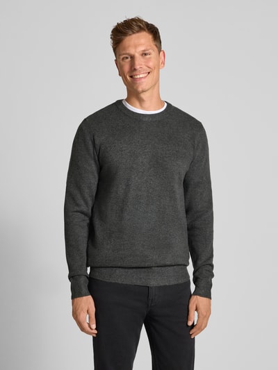 Casual Friday Regular fit gebreide pullover met ronde hals, model 'Heine' Donkergrijs - 4