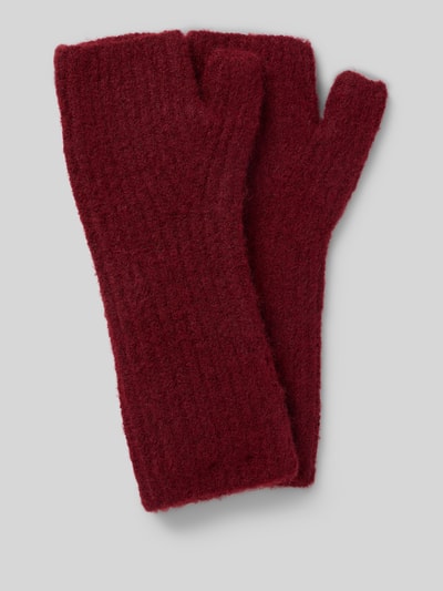 Jake*s Casual Fingerlose Handschuhe in Ripp-Optik Bordeaux 1