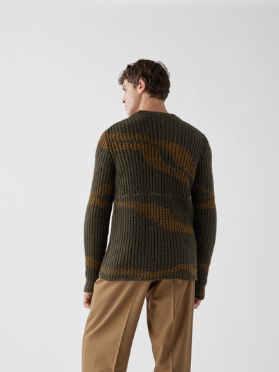 Roberto Collina Pullover mit Kontraststreifen Dunkelgrün 5