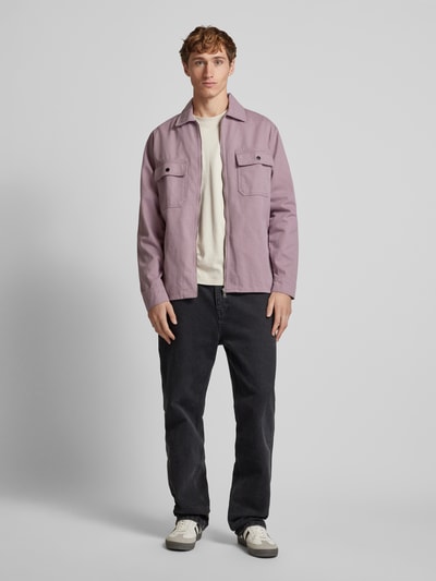 Only & Sons Relaxed Fit Hemdjacke mit Kentkragen Modell 'STEAM' Rose 1