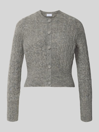 Produktfoto, Regular Fit Jacke aus Alpaka-Mix Modell 'Certa' von Marella, grau, Zopfmuster, gerippte Abschlüsse, Knopfleiste, langärmlig