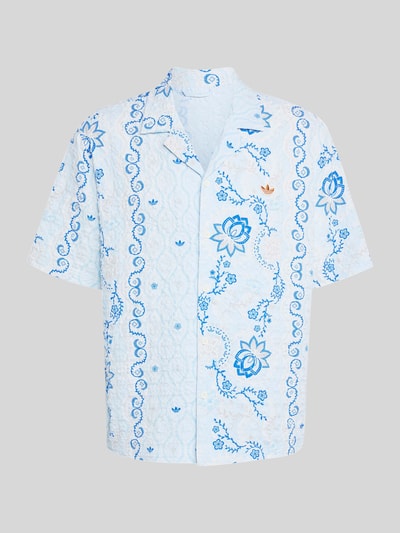 adidas Originals Relaxed Fit Freizeithemd aus Seersucker mit Logo-Stitching Hellblau 2