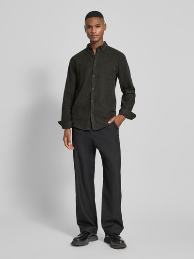 Lindbergh Slim Fit Freizeithemd mit Brusttasche Modell 'Brushed' Oliv 1