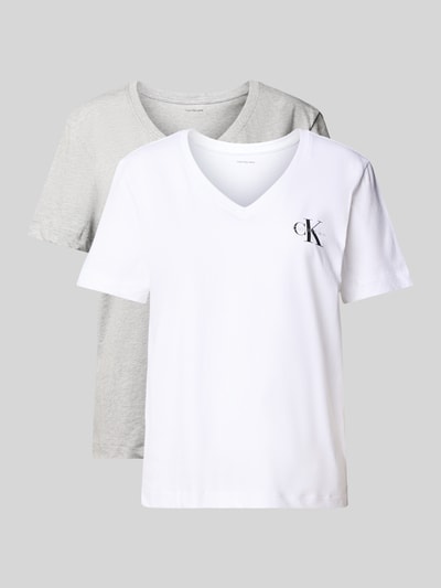 Calvin Klein Jeans T-Shirt mit Label-Print im 2er-Pack Hellgrau 2