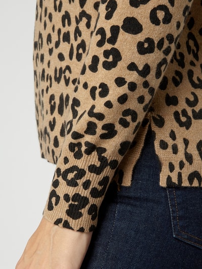 J CREW Pullover mit Animal-Print  Camel Melange 3