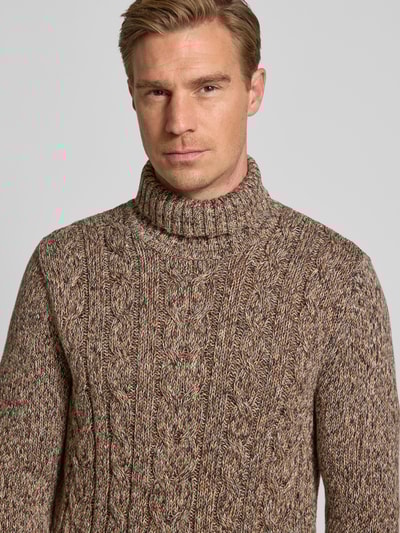 RAGMAN Sweter z dzianiny z prążkowanymi wykończeniami Camel 3