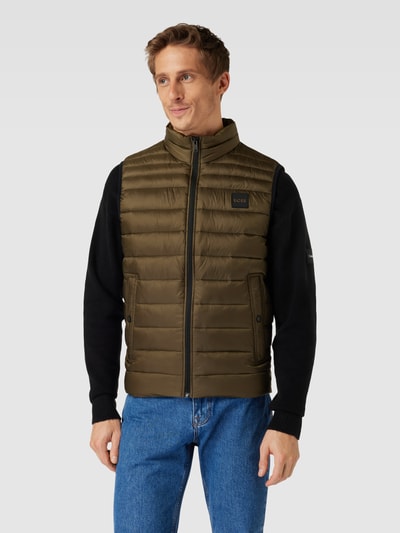 BOSS Orange Bodywarmer met labelpatch, model 'Odeno' Olijfgroen - 4