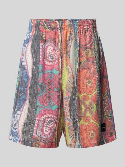 Produktfoto, Straight Fit Shorts in Crochet-Optik mit Viskose-Anteil von COLUCCI, Material-Mix, elastischer Bund, Logo-Detail, bunt gemustert