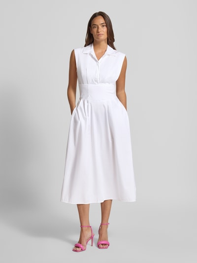 GUESS sukienka midi z ukrytą listwą guzikową model 'CHERRY' Biały 4