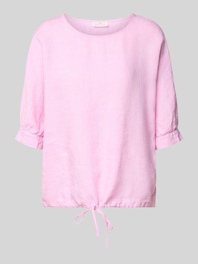 Produktfoto, Leinenbluse mit Kordelzug und Rundhalsausschnitt von Fynch-Hatton, rosa, reines Leinen, Loose Fit, 3/4-Arm, strukturierte Oberfläche