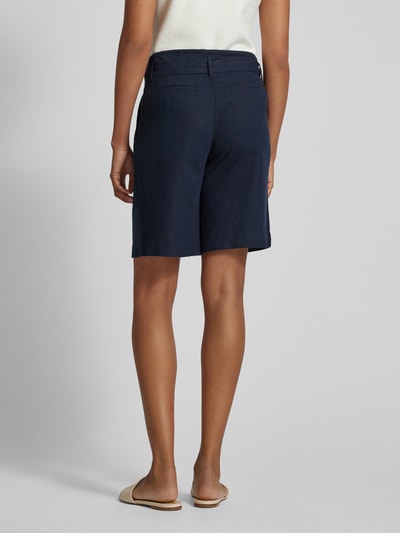 Christian Berg Woman Regular Fit Leinenbermudas mit Bindegürtel Dunkelblau 5