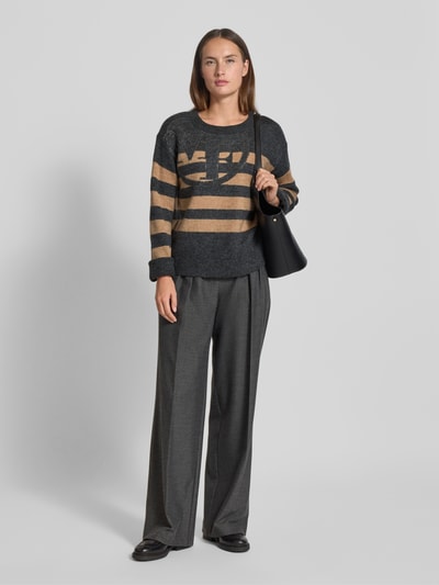 monari Gebreide pullover met ribboorden Antraciet - 1