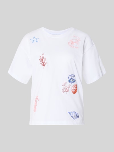 Produktfoto, Damen T-Shirt Regular Fit aus reiner Baumwolle Modell 'EMMINA' von Only, Optik: Unifarben, Applikation: Stickereien, Rundhals, Kurzarm.
