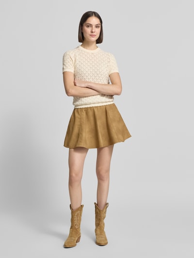 STAND STUDIO Lederrock mit elastischem Bund Modell 'Zofi' Camel 1