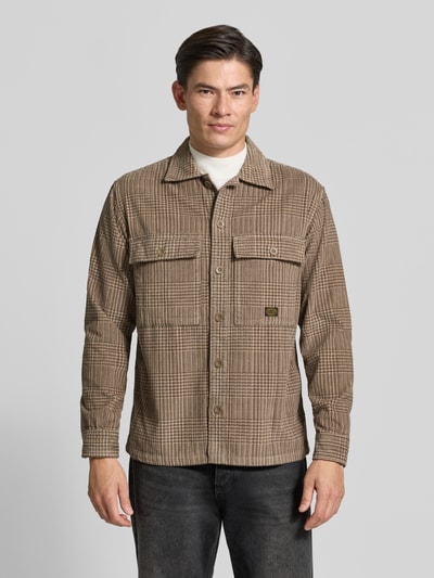JACK & JONES Premium Regular Fit Hemdjacke im Allover-Look Modell 'OLIVER' Taupe 4