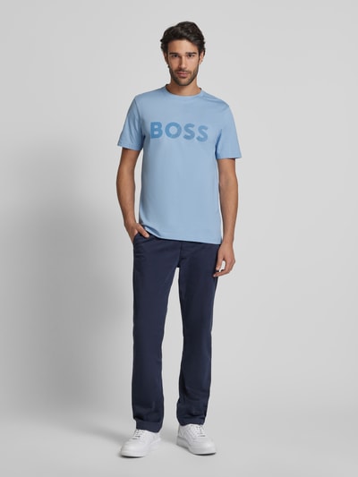 BOSS Green T-Shirt mit Label-Print Hellblau 1