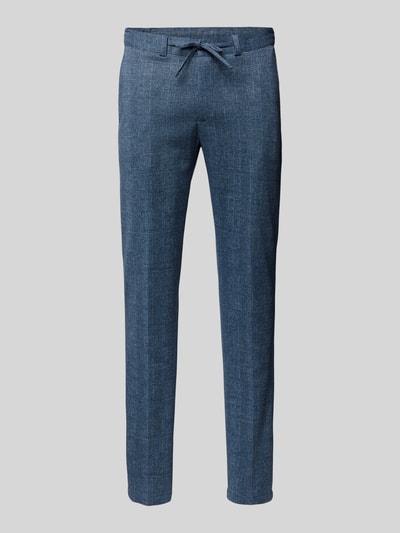 Zuitable Slim fit stoffen broek met tunnelkoord, model 'Sparta Flex' Marineblauw - 1