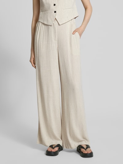 YAS Wide leg stoffen broek met elastische band, model 'LIRU' Offwhite - 4