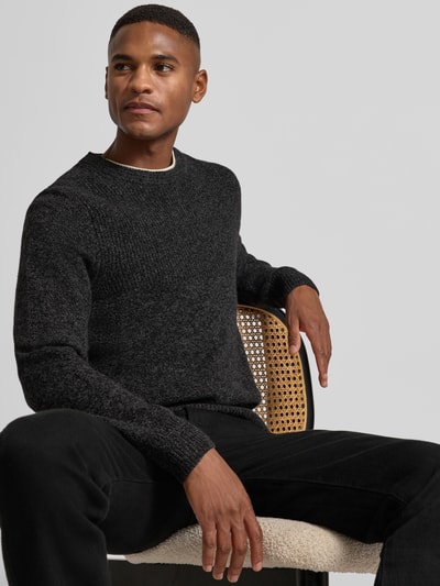 Brax Strickpullover mit gerippten Abschlüssen Modell 'RICK' Graphit 3