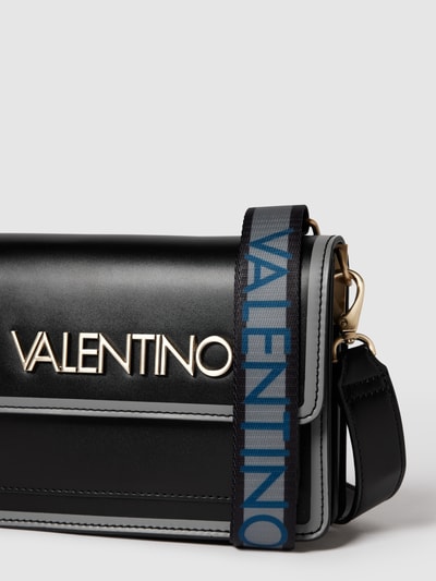 VALENTINO BAGS Torba na ramię z paskami w kontrastowym kolorze model ‘Mayor Pattina’ Czarny 2