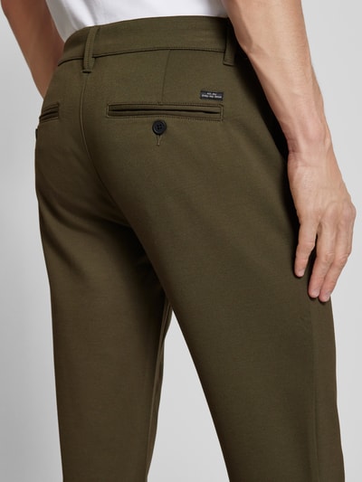 Blend Spodnie o kroju slim fit z elastycznym paskiem model ‘Langford’ Oliwkowy 3