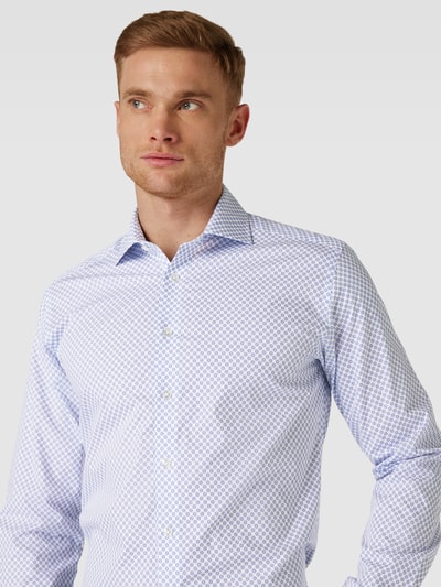 Bruun & Stengade Slim fit zakelijk overhemd met all-over motief, model 'UNITAS' Lichtblauw - 3