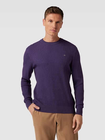 Christian Berg Men Strickpullover mit Strukturmuster Purple Melange 4