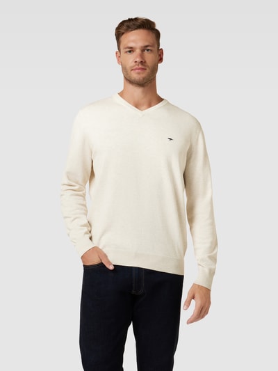 Fynch-Hatton Strickpullover mit Label-Stitching Offwhite 4