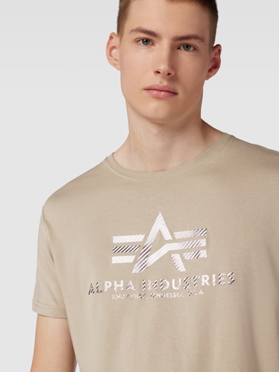 Alpha Industries T-shirt met labelprint Zand - 3