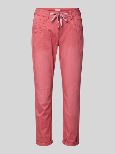 Produktfoto, Relaxed Fit 7/8 Hose aus Baumwoll-Mix von Tom Tailor in Rosa, unifarben, Twill-Struktur, 5-Pocket-Design, mit Kordelzug