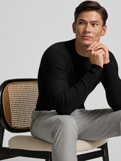 Antony Morato Slim fit pullover in gebreide look van viscosemix Zwart - 3