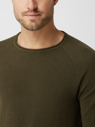 Jack & Jones Strickpullover mit Label-Patch Modell 'HILL' Oliv 3