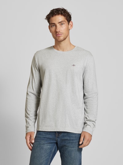 Gant Longsleeve mit Label-Stitching Mittelgrau Melange 4