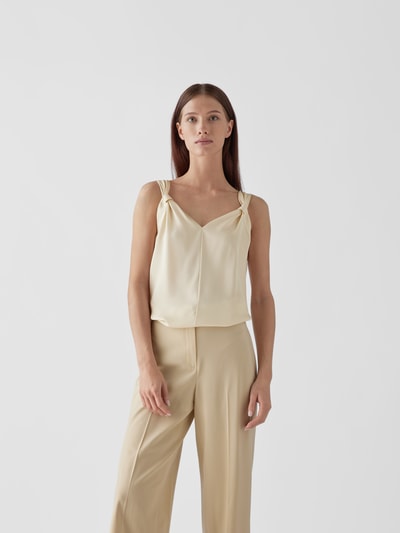 Theory Seidenbluse mit V-Ausschnitt Beige 4