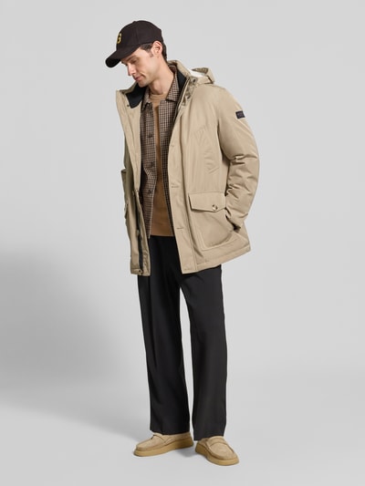 Christian Berg Men Kaschmirpullover mit gerippten Abschlüssen Sand Melange 1