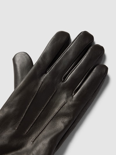 Weikert-Handschuhe Rękawiczki skórzane ze skóry jagnięcej nappa w kolorze czarnym Ciemnobrązowy 3