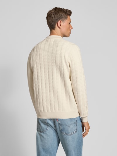 JAKE*S STUDIO MEN Gebreid jack van viscosemix met ritssluiting Ecru - 5