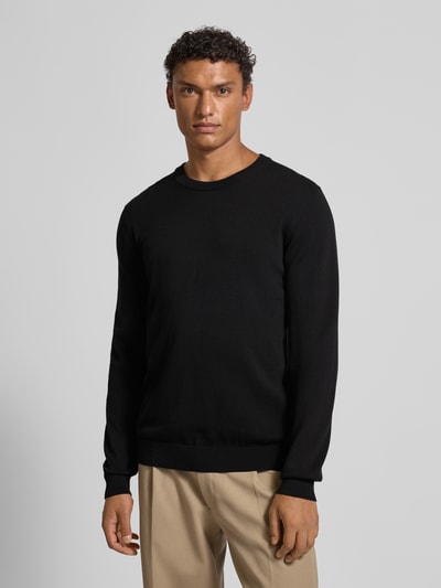 Casual Friday Gebreide pullover met ronde hals, model 'OSVALD' Zwart - 4