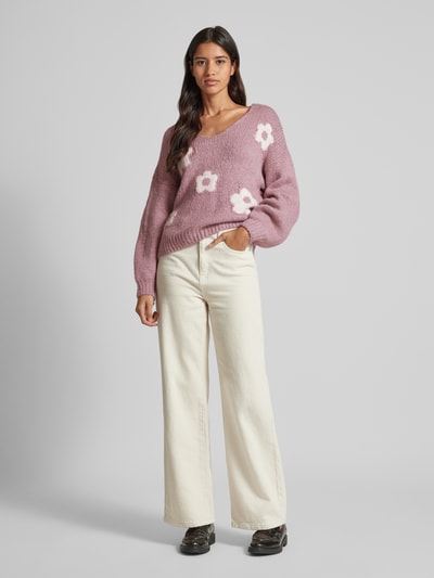 ZABAIONE Gebreide pullover met ribboorden Roze - 1