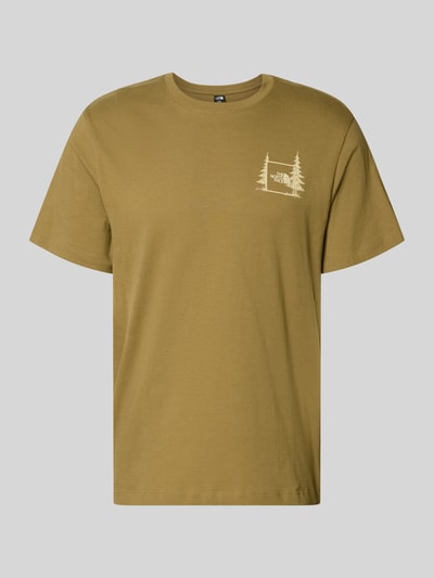 Productfoto, Relaxed Fit T-Shirt mit Logo-Print van The North Face in olijfgroen, katoen, ronde hals, ruglengte maat M 70 cm