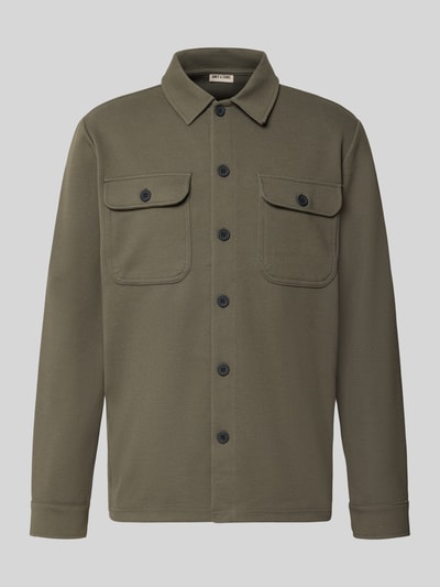 ONLY & SONS Relaxed Fit Hemdjacke mit Viskose-Anteil Modell 'NEWKODYL' Schlamm 1
