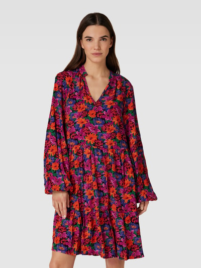 Vila Knielange tuniekjurk van pure viscose met bloemenmotief Fuchsia - 4