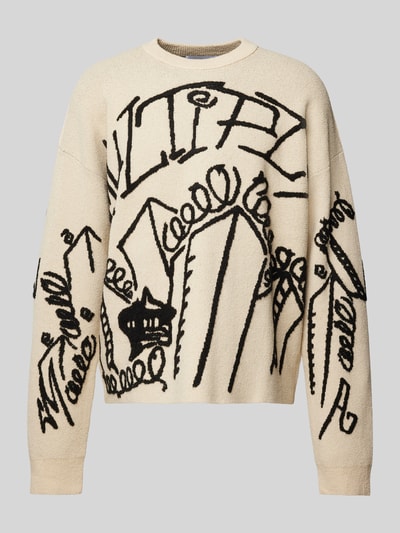 Multiply Apparel Gebreide pullover met statementprints Offwhite - 2