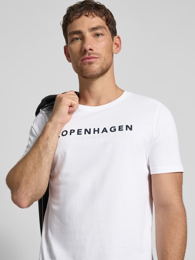 Lindbergh T-shirt met labelprint, model 'Copenhagen' Wit - 3