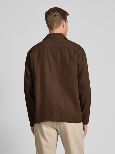 SELECTED HOMME Relaxed Fit Overshirt aus Baumwoll-Leinen-Mix Modell 'RELAXTONY' Mittelbraun 5