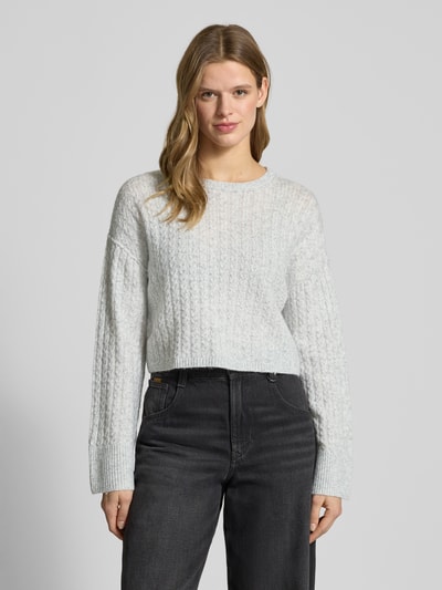 NOISY MAY® Regular Fit Pullover in Strick-Optik Modell 'Milla' Hellgrau Melange 4